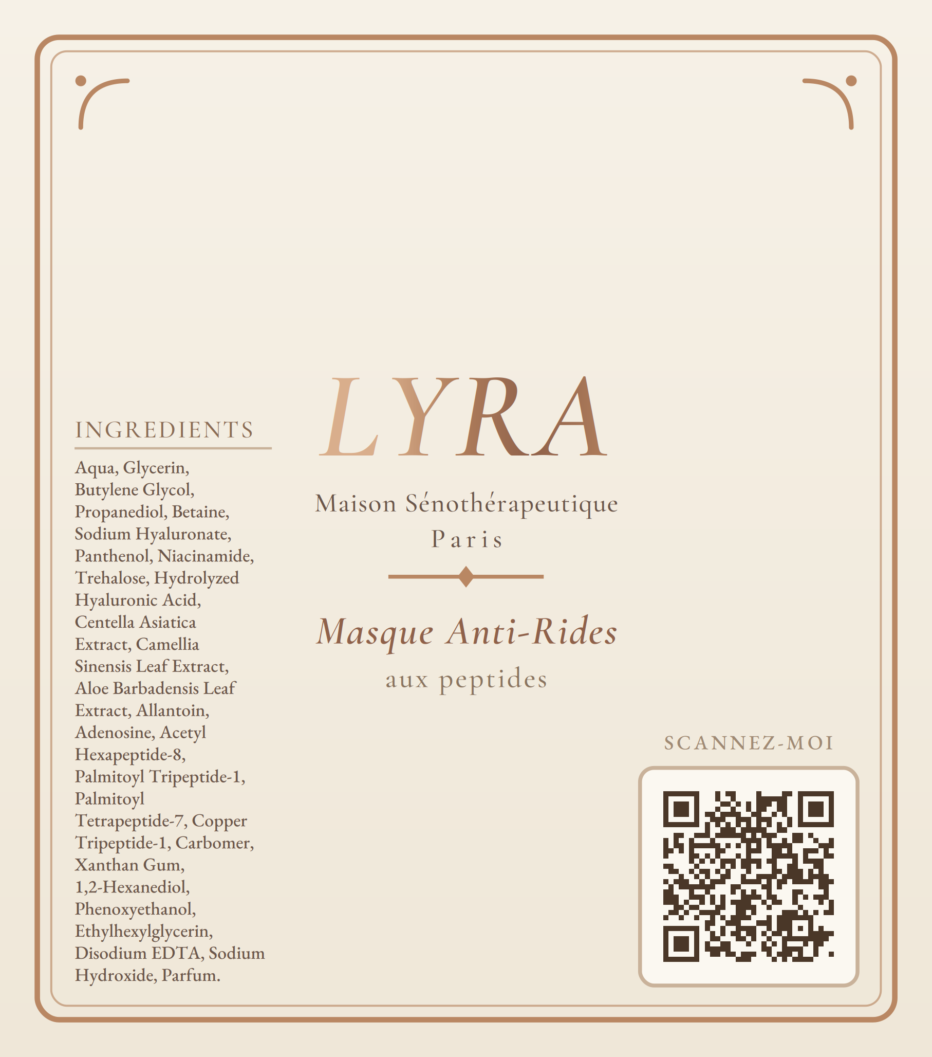La Lyra N°08 étiquette du masque